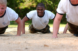 plebes doing push ups