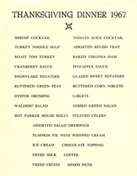 感謝祭の食事メニュー